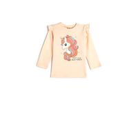Koton Baybgirl's Basic T-Shirt Long Sleeve Ruffled Detail Crew Neck, Pink (274), 9-12 Months