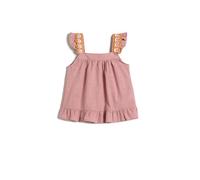 Koton Baybgirls Blouse Sleeveless Ruffle and Crocheted Detail Cotton Blouse, Pink (274),