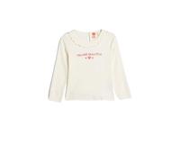 Koton Baybgirl's T-Shirt Long Sleeve Crew Neck Ribbed Embroidered Detail Cotton, Ecru(010), 9-12 Months