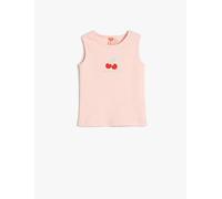 Koton Baybgirl's Tanktop Sleeveless Crew Neck Ribbed Printed Cotton Tank Top, Pink (274), 18-24 Months