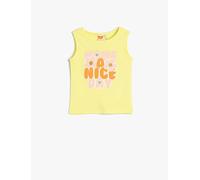 Koton Baybgirl's Tanktop Sleeveless Crew Neck Ribbed Printed Cotton Tank Top, Yellow(152), 6-9 Months