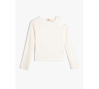 Koton Blouse Long Sleeve Cut Out Detail Ribbed Blouse,