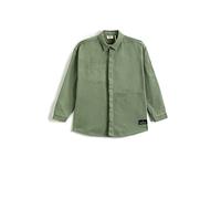 Koton Boys' Shacket Oversized One Pocket Detail Long Sleeve Cotton Jacket, Khaki (861), 11-12 Years