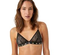 Koton Women's Christmas Themed Satin Non Wired Glitter Bra, Black(999), L