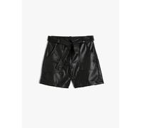 Koton Girls's Faux Leather Shorts Belt Detail, Black(999), 13-14 Years