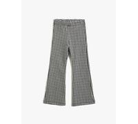 Koton Girls's Flare Trousers High-Rise Elastic Waistband Leggings, Black Check(9C9), 5-6 Years