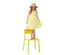 Koton Girls's Midi Dress Flower Cutwork Detail Thin Strappy Lined, Yellow(152), 5-6 Years