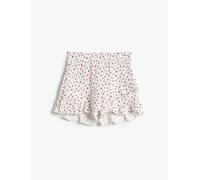 Koton Girls's Mini Skort Flower Printed Envelop Ruffle Textured Shorts, Ecru Design(0D1), 9-10 Years