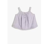 Koton Girls's Strappy Blouse Cutwork Button Detail Cotton Lined, LILA Design(3D7), 6-7 Years