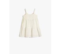 Koton Girls's Strappy Midi Dress Gleamy Detail Tiered Lined Cotton, Ecru Design(0D1), 4 Years