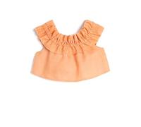 Koton Linen Blouse Crop Shoulder Off Ruffle Detail Blouse,