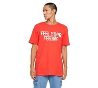 Koton Men's Basic T-Shirt Slogan Printed Crew Neck, Rot (421), M