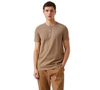 Koton Men's Button Neck Pique Basic T-Shirt, Brown (576), XXL