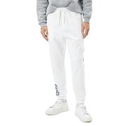 Koton Men's Cargo Pocket Slogan Printed Drawstring Jogger Sweatpants, White(000), L