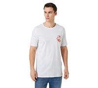Koton Men's Crew Neck T-Shirt Palms Printed Short Sleeve, White (000), S