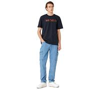 Koton Men's Embroidered T-Shirt Crew Neck Short Sleeve, Navy (720), M