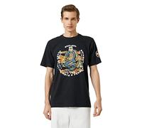 Koton Men's Far East Printed Crew Neck Short Sleeve T-Shirt, Black (999), M