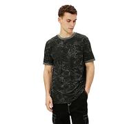 Koton Men's Leaf Printed T-Shirt Crew Neck Slim Fit Cotton, Grau Gemustert (9d1), S