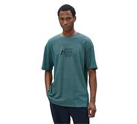 Koton Men's Oversize T-Shirt Slogan Embroidered Short Sleeve Crew Neck, Green (786), M