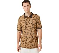 Koton Men's Polo Neck Palms Printed Short Sleeve Slim Fit T-Shirt, Brown Design (5d0), M