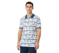 Koton Men's Polo Neck T-Shirt Buttoned Slim Fit Leaf Detailed, Ecru Design (0d1), S
