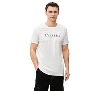 Koton Men's Slogan Printed T-Shirt Slim Fit Crew Neck Short Sleeve, White (000), L
