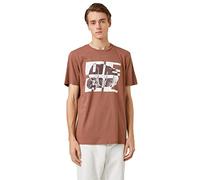 Koton Men's Slogan Printed T-Shirt Crew Neck Short Sleeve, Chocolate (562), L
