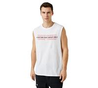 Koton Men's Slogan Printed Tank top, Crew Neck, Sleeveless Shirt, White (000), S