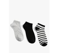 Koton Men's Striped 3-Pack Bootie Socks Set, Multicolor(Mix), One Size