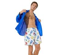 Koton Men's Swim Trunk Animal Printed Drawstring Pocket Detailed Swim Trunks, White Design(07A),