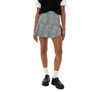 Koton Women's Viscose Mix High Rise Mini Skort Skirt, 9C9 (Black Check), M