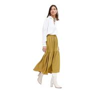 Koton Women's Asymmetric Cut Tissued Voluminous Midi Skirt, Khaki(869), 12