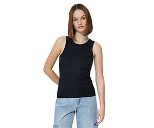 Koton Women's Basic Tank top, Ribbed Halter Neck, Black (999), M