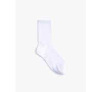 Koton Women's Basic Textured Socket Socks, White(000), One Size