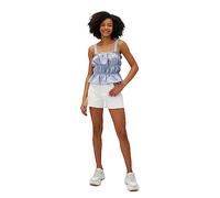 Koton Women's Cotton Shirred Strappy Crop Tank Top, Blue Stripe (01j), 6