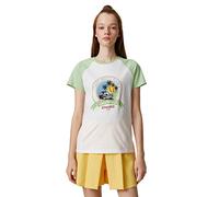 Koton Women's Crew Neck Printed Reglan Sleeve T-Shirt, White (001), Large