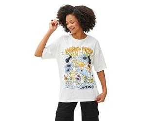 Koton Women's Crew Neck Printed Short Sleeve Cotton T-Shirt, Ecru (010), XS