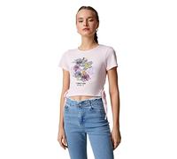 Koton Women's Crew Neck Ribbed Short Sleeve Printed Crop T-Shirt, Purple (353), XL