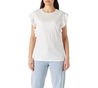 Koton Women's Crew Neck Short Sleeve Frill T-Shirt, White (001), XXL