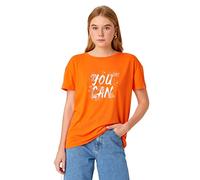 Koton Women's Crew Neck Short Sleeve Printed T-Shirt, Orange (209), S