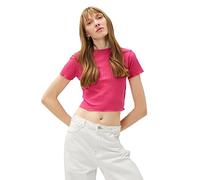 Koton Women's Crop T-Shirt Short Sleeve high Neck, Pink (265), Large