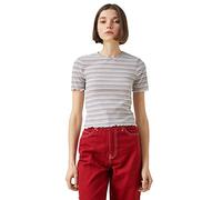 Koton Women's Crop T-Shirt Short Sleeves, Ecru Stripe (18v), XS