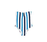Koton Women's Cut Out Accessory Detail Strapless Swimsuit Swim Trunks, Marine Stripe(04N), 8