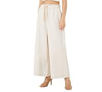 Koton Women's Elastic Waist Denim Trousers Crop Wide Leg-Sandra Jean Casual Pants, Off White (001), 14