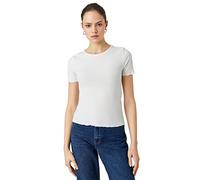 Koton Women's Frill Detal Sleeve Ribbed T-Shirt, White (000), XL