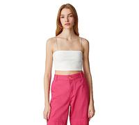 Koton Women's Glitz Stone Strappy Ribbed Crop Tank Top, Ecru (010), S