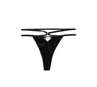 Koton Women's Glitz Velvet Cut Out Detail String Panties Briefs, Black(999), M