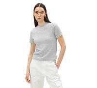 Koton Women's High Neck Knitted Patterned Short Sleeve t-Shirt, Grey (027), XXL