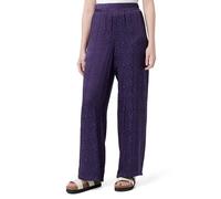 Koton Women's Jacquard Elastic Waist Crop Wide Leg Trousers Shorts, Aubergine(357), 8