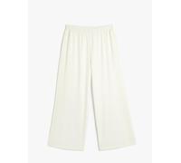 Koton Women's Line Detail Elastic Waist Palazzo Trousers Shorts, Off White(001), 18